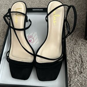 Lulu's Black Sleek Heels with Square Toe